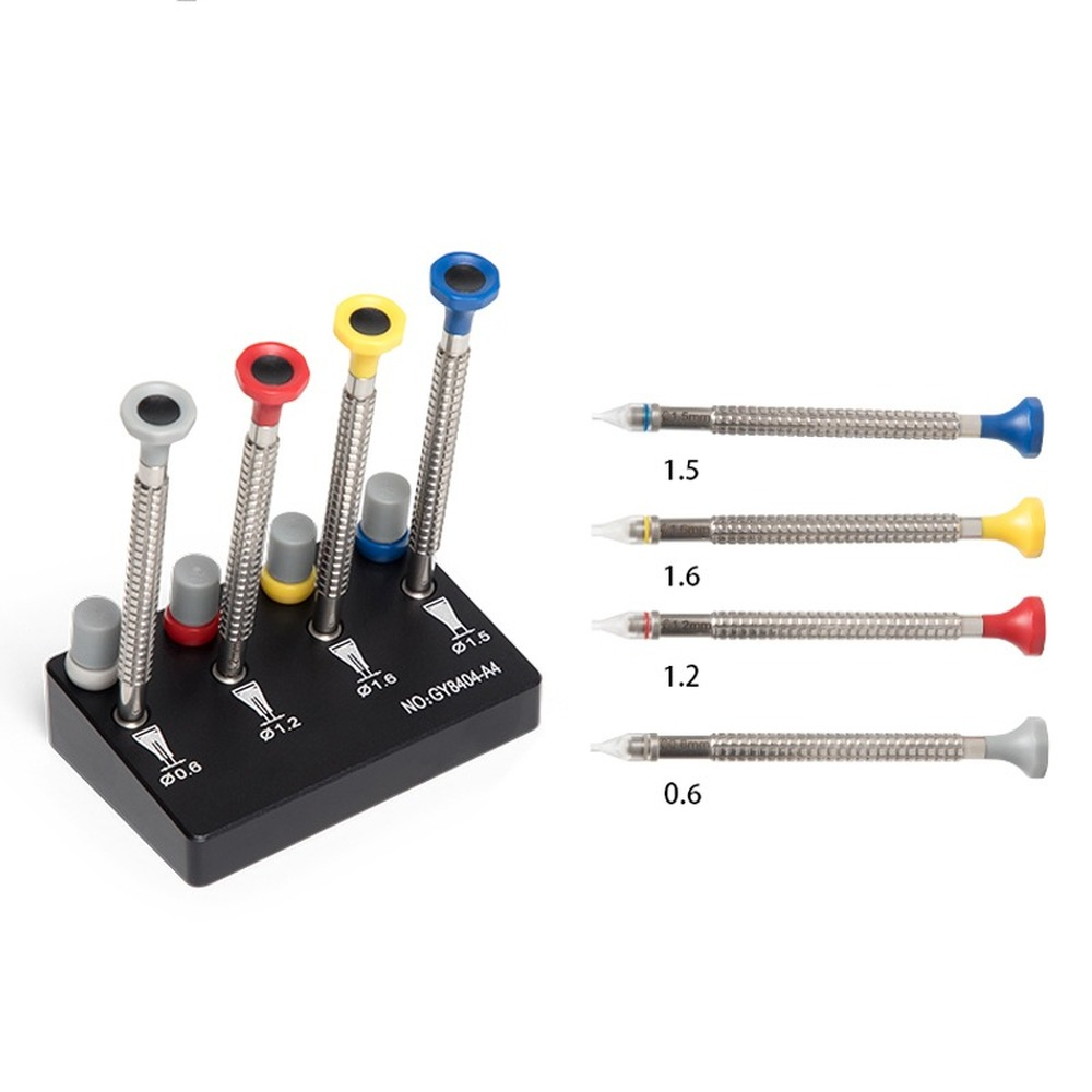 8404 watch hand install tool set with replaceable tips for precise watch repairs.