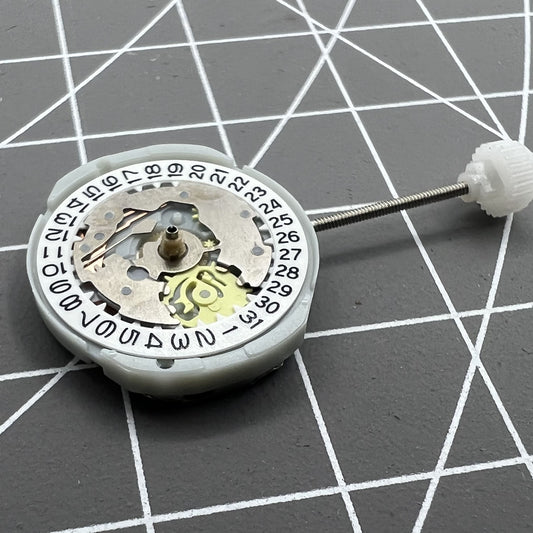 Sunon PE25 quartz watch movement with 3 hands and date display at 3 o'clock for replacements