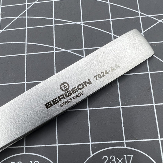 Swiss Bergeon 7024-AA anti-magnetic tweezers, 125mm precision tool for watch repairs and delicate tasks.