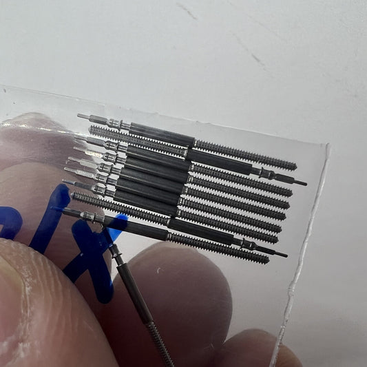 1. Set of 10 Miyota OS10 OS20 OS60 watch winding stems for precise timepiece repair.