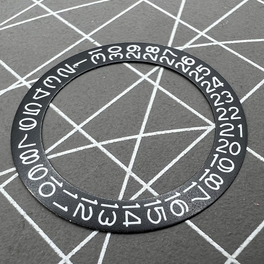 Black Date Disk overlay for NH35 NH36 watch movement, date display at 3 o?clock, compatible upgrade.