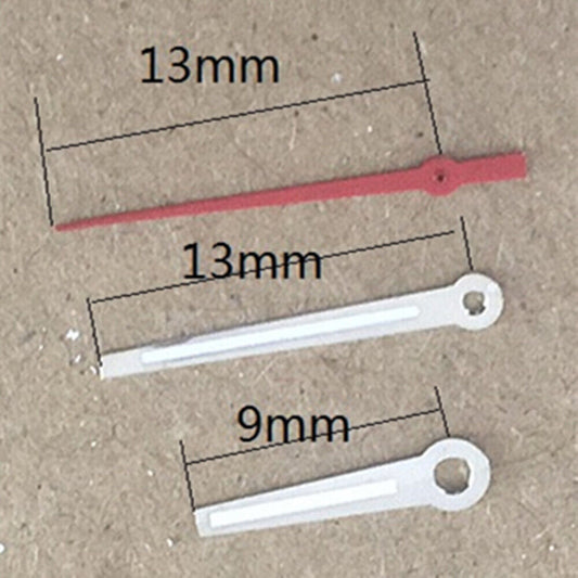 Silver trim lume watch hands designed for Miyota 2035 quartz movement, enhancing time visibility.