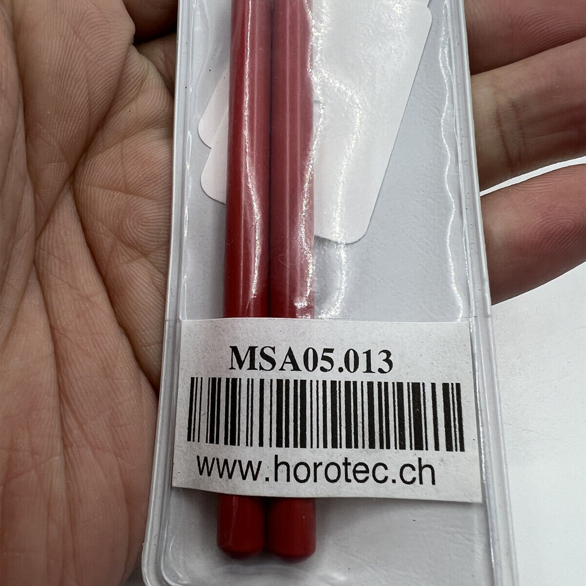 Horotec MSA05.013 hand levers with 3mm tips for precise wristwatch strap adjustments and repairs.