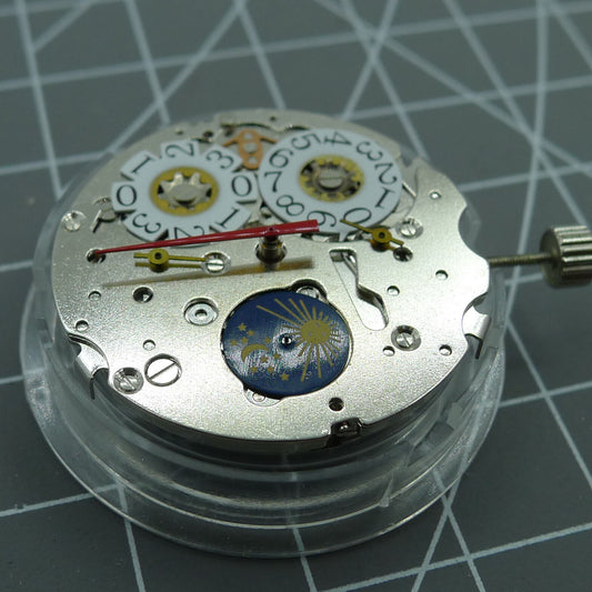 Seagull T16 watch with big date at 12 and moon phase at 6, automatic mechanical movement accessory.