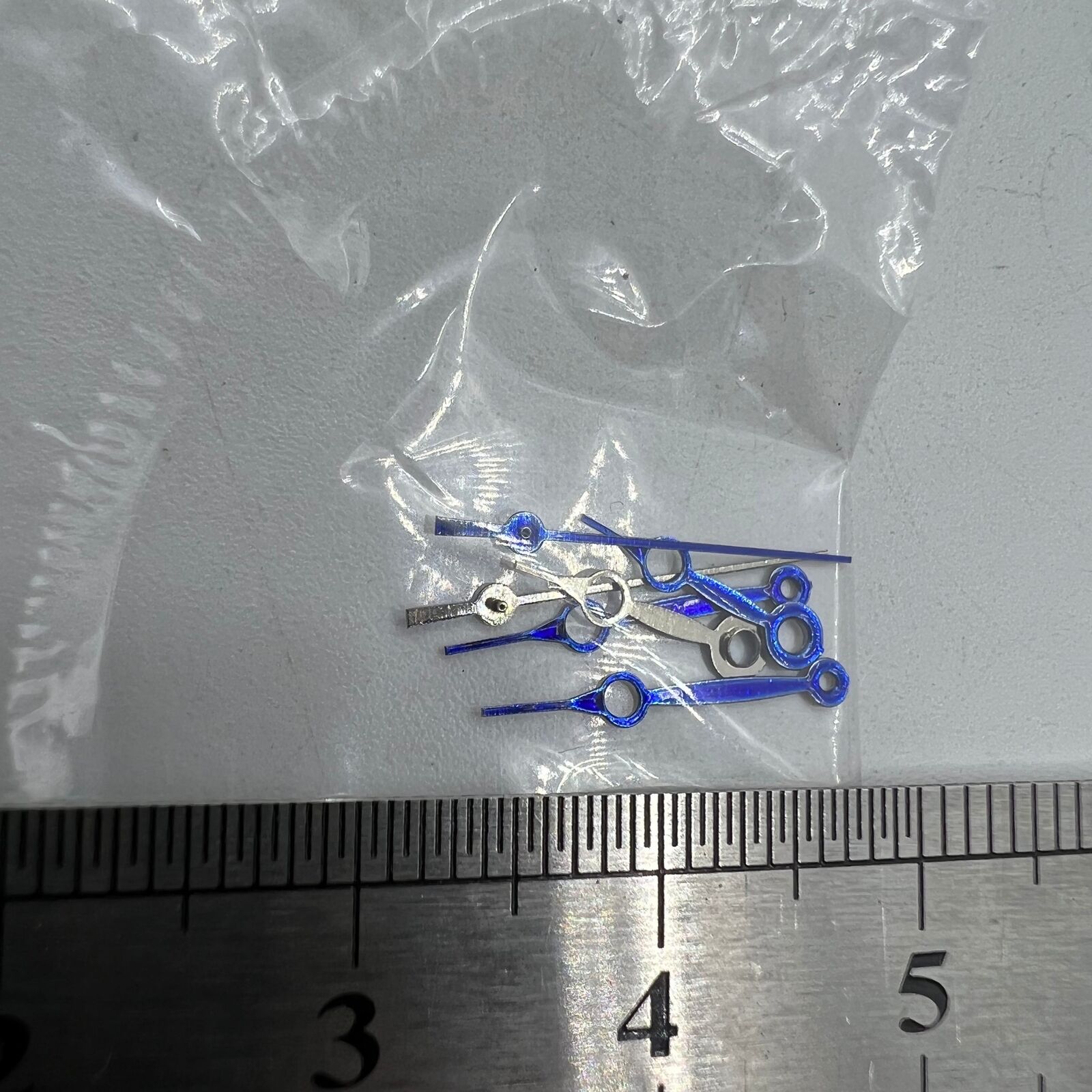 13mm blue hollow no-lume watch hands for Miyota 2035 quartz movement, precise fit accessory