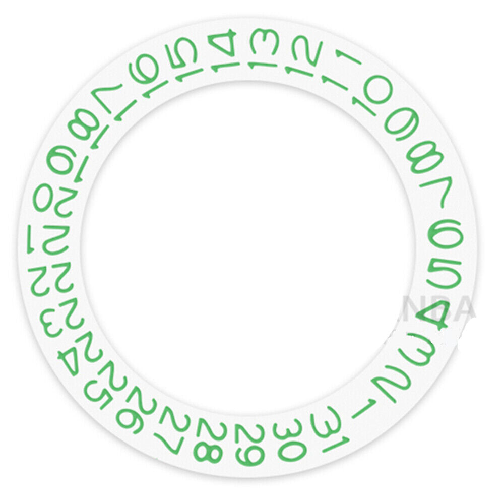 Disque de date à fond blanc et caractères vert clair pour Seiko NH35 NH36