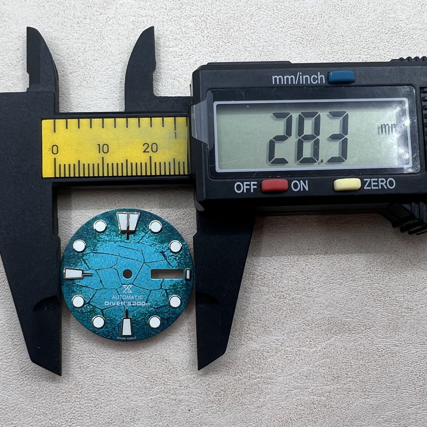 Blue Green Luminous Diving Watch Dial 28.5mm for Movement NH35 NH36 Modified