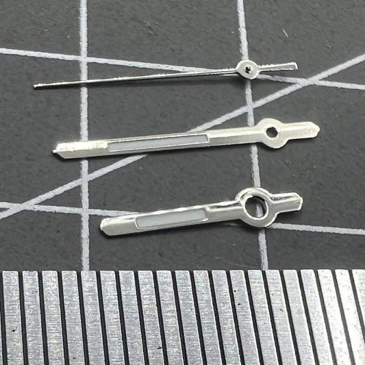 Silver-trimmed 13mm watch hands with green lume for Hattori Epson PC32 quartz movement accessories