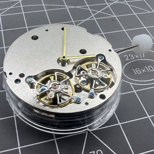 SHANGHAI watch automatic mechanical movement with double balance wheel at 6 o'clock, sleek design.