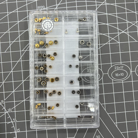 AB-659 Dust Proof Steel Watch Crown Kit with 1 MICROM gold plated, durable replacement accessory for watches.