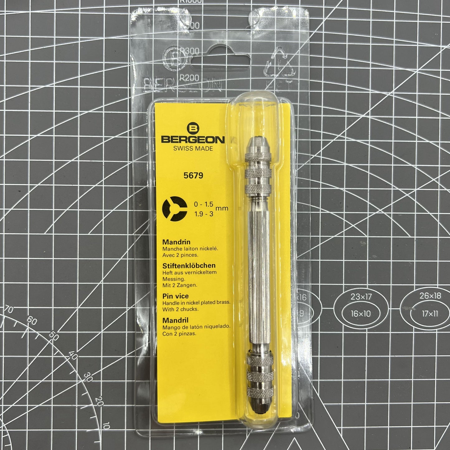 Swiss Made Bergeon 5679 Stiftschraubstock Uhrmacherwerkzeug Öffnung: 0 - 1,5 / 1,9 - 3 mm
