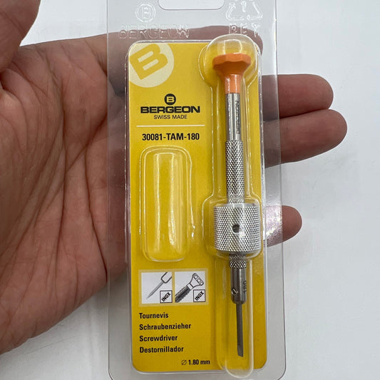 Bergeon 30081-TAM-180 drum barrel watch screwdriver for precise horology repairs.