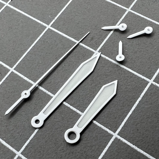 15mm 6 hands white trim green lume watch hands for ISA 8172 movement, precise accessory.