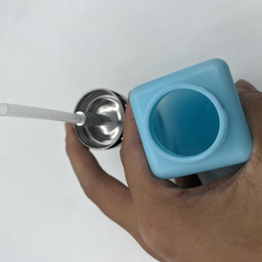 Blue 180ml refillable alcohol bottle with air pump, ideal for precise watch accessory cleaning and repair.