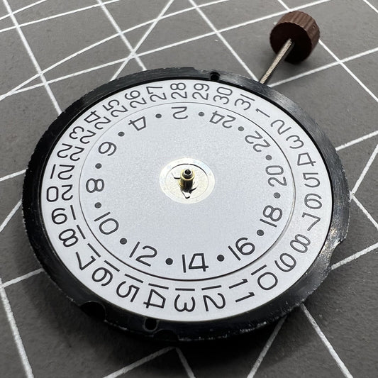 Ronda 515 24D quartz watch movement with date at 3, dual time for precise watch repairs