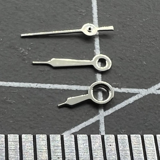 Silver watch hands set for Miyota 2035 movement, 7mm/6mm/5mm lengths, brand NO.1236, precise fit for repairs