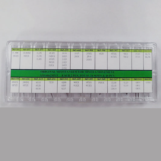 1. Original Miyota watch stems kit with 24 sizes, ideal for Miyota movement repairs and replacements.