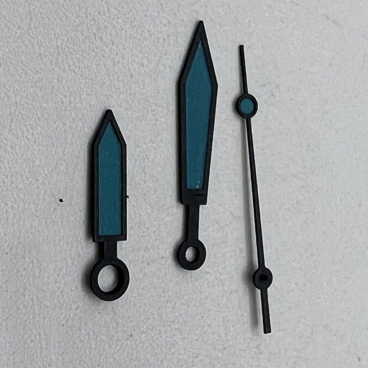 Blue luminous watch hands with polished black trim, compatible with ETA2836/2846/2824/2846, perfect for repair kits
