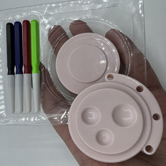 Oil cups plastic stand with 3 containers and oiler pen set for precise watch repair.