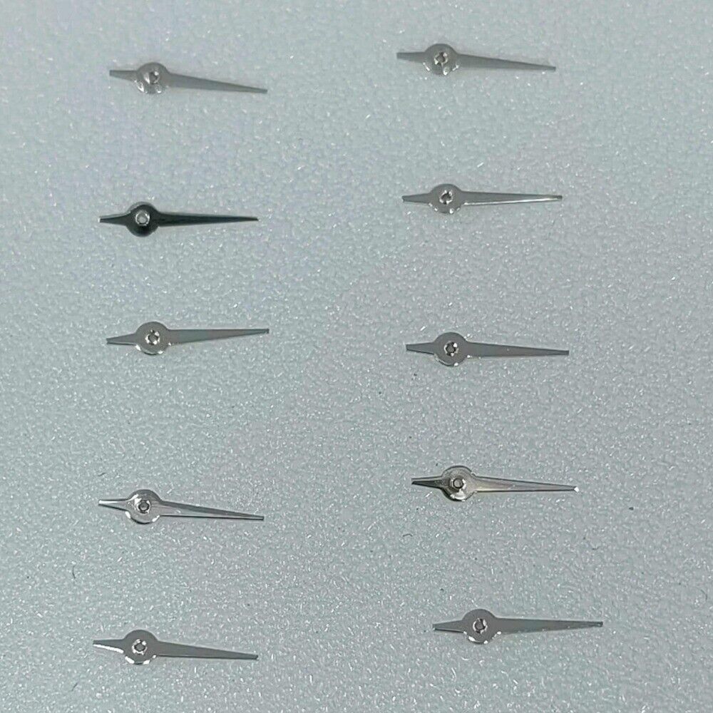 Lot de 10 petites aiguilles de seconde argentées à extrémité pointue de 4 mm pour mouvement Miyota OS10 OS20