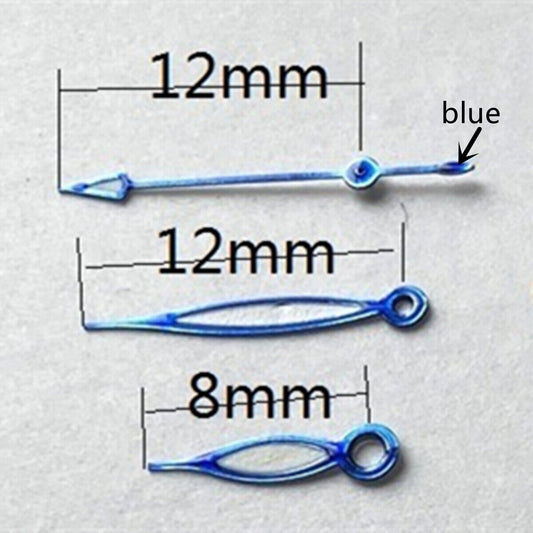 12mm blue trim hollow oval watch hands by Miyota for models 2315, 2035, 2036, 2115, 2305, 2005