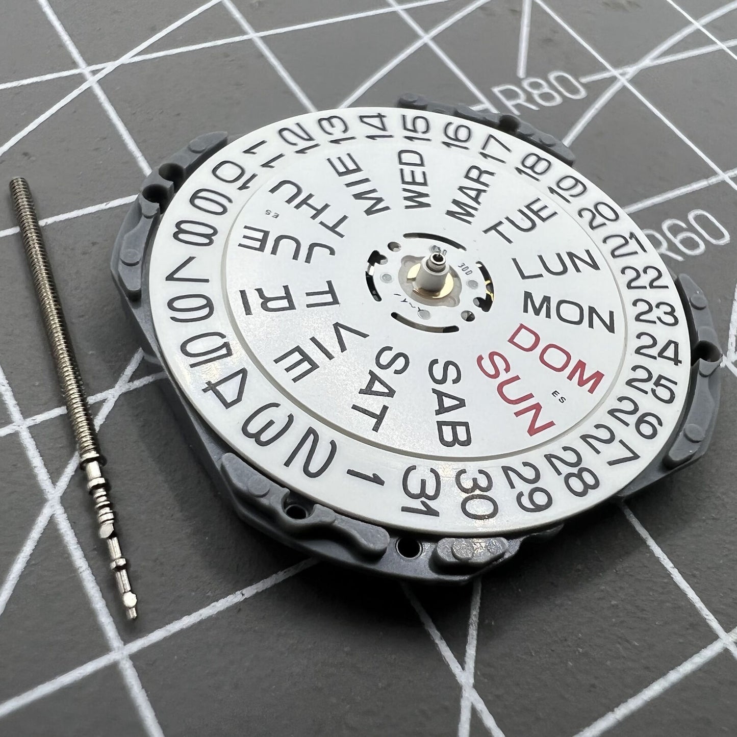 Hattori Epson TMI VJ43B quartz watch movement, precise Japan-made mechanism for accessories.