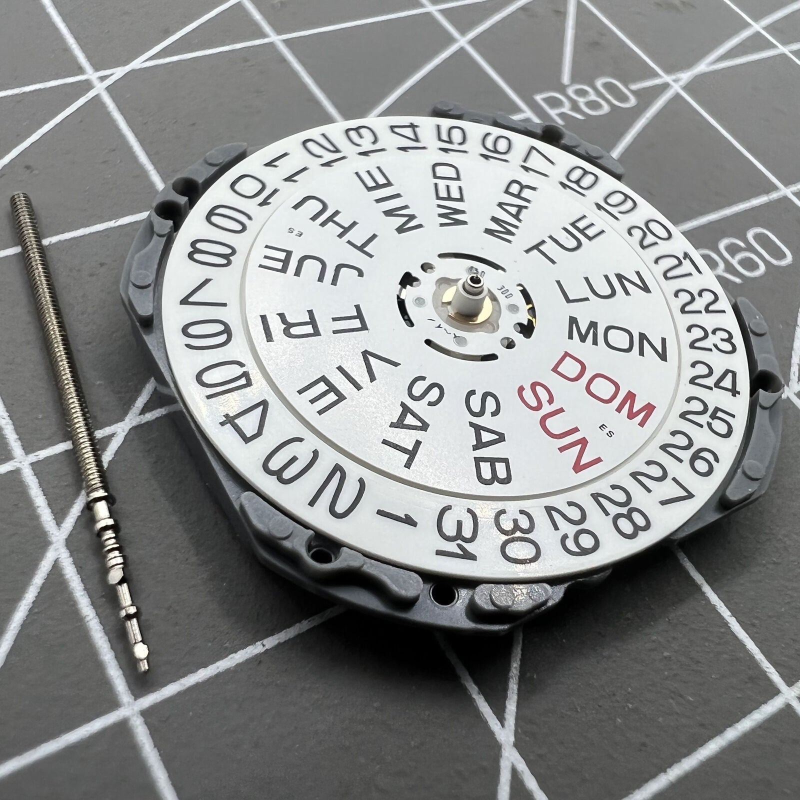 Hattori Epson TMI VJ43B quartz watch movement, precise Japan-made mechanism for accessories.