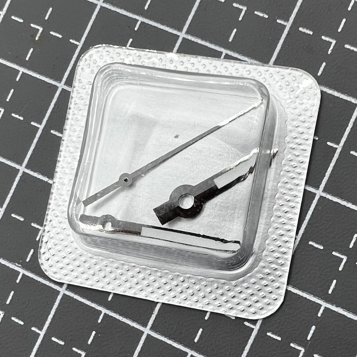 Silver-trimmed black painted watch hands set, 16mm, for ETA2836 movement by M005.4 brand
