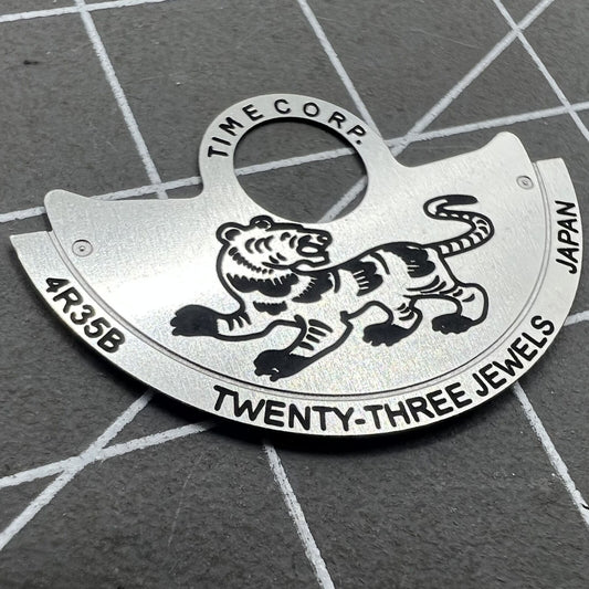 Tiger Zodiac silver rotor overlay for NH35 NH36 4R35 watch movements, enhancing style and precision.