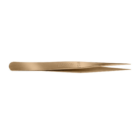 Bergeon 7421-PM-B5 bronze Swiss-made tweezers for precise watch accessory handling and repairs