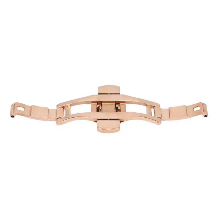 Fermoir de bracelet de montre unisexe en or rose à double bouton-poussoir
