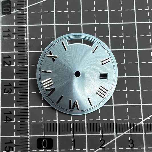 Silver nail-style dial 28.5mm with light blue accents for Seagull ST1644 movement.
