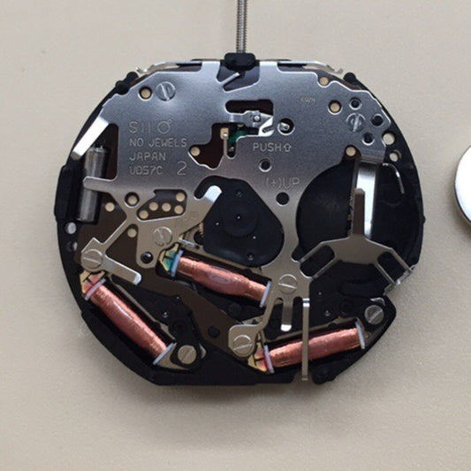 Epson VD57C watch movement with single calendar date at 3 o'clock, Japan made precision component.