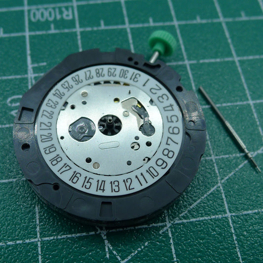 Miyota OS20 quartz watch movement with date display at 6 o'clock, precision craftsmanship.