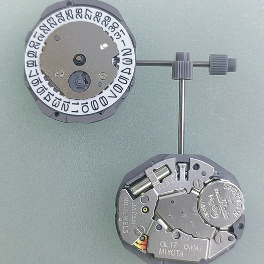 1. Miyota GL17 quartz watch movement with single calendar, Japan made, perfect for precise repairs.