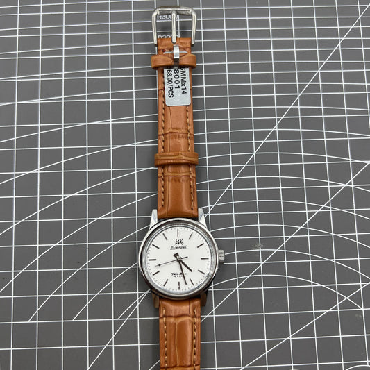 Shanghai Factory 32mm manual mechanical watch with 19 jewels, shock-resistant movement, classic design.