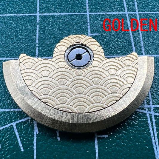 Golden Sea Wave carved rotor for Miyota NH35 NH36 watch movement, enhancing rotation efficiency.