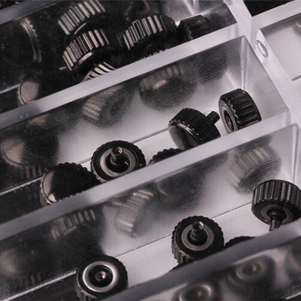 Lot de 100 couronnes de montre en acier inoxydable, différentes tailles (3 à 8 mm) pour la réparation de montres