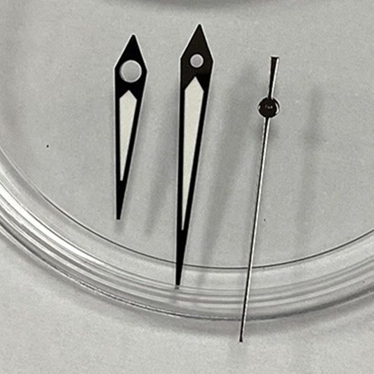 Black trim green luminous watch hands for NH35 NH36 movement, enhancing visibility and style.