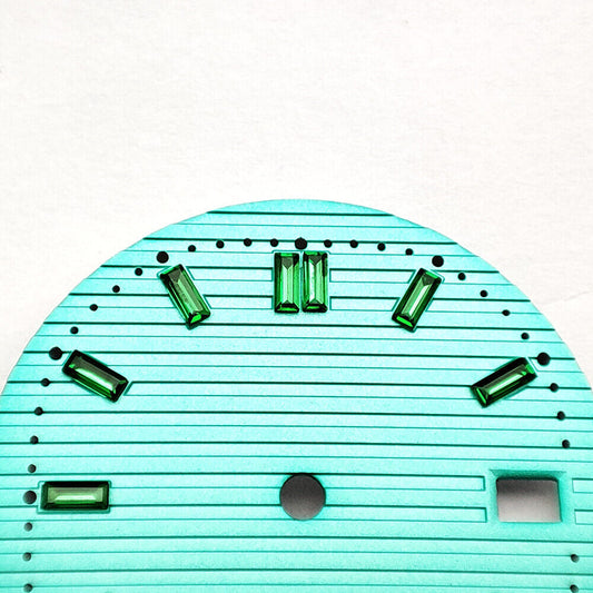29.8mm green gemstone watch dial for NH35 movement, perfect for stylish watch accessories.