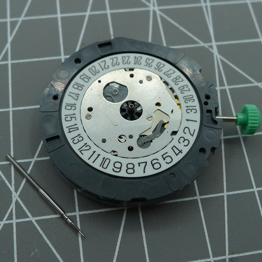 Japan Made Miyota OS20 watch movement with date at 6 o?clock, precise quartz mechanism.