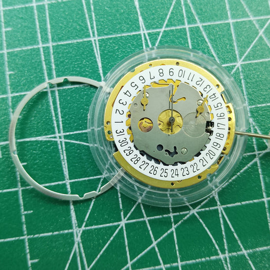 Original Swiss ISA 8171 quartz watch movement with date at 6, multifunctional for precision timing.