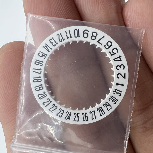 White date disk wheel for NH35 NH36 watch movement, date display positioned at 6 o'clock, Seiko compatible.