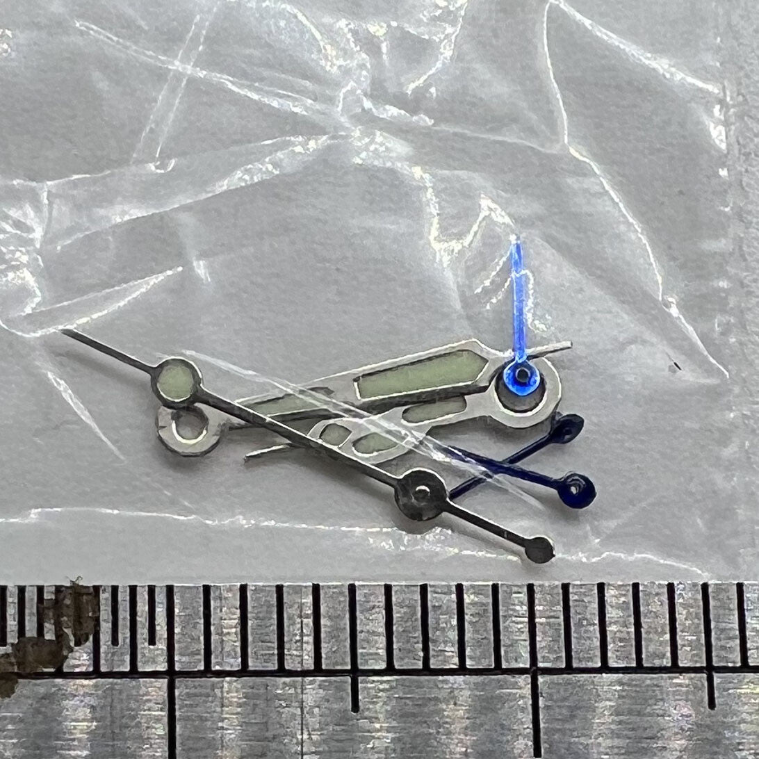 Green lumed watch hands with blue small second for Miyota OS10 OS20 OS22 OS60 OS80, precise accessory.