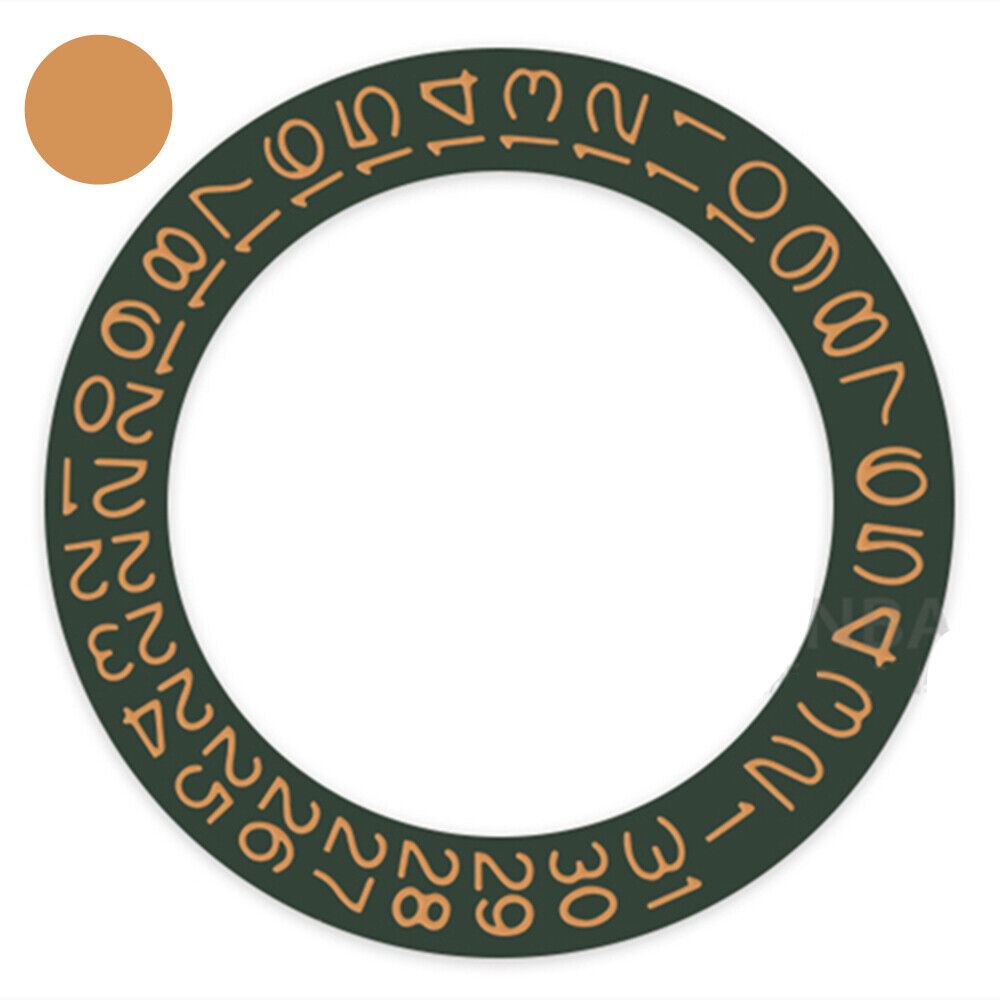 Dark hunter green date wheel with ochre brown font for Miyota NH35 NH36.