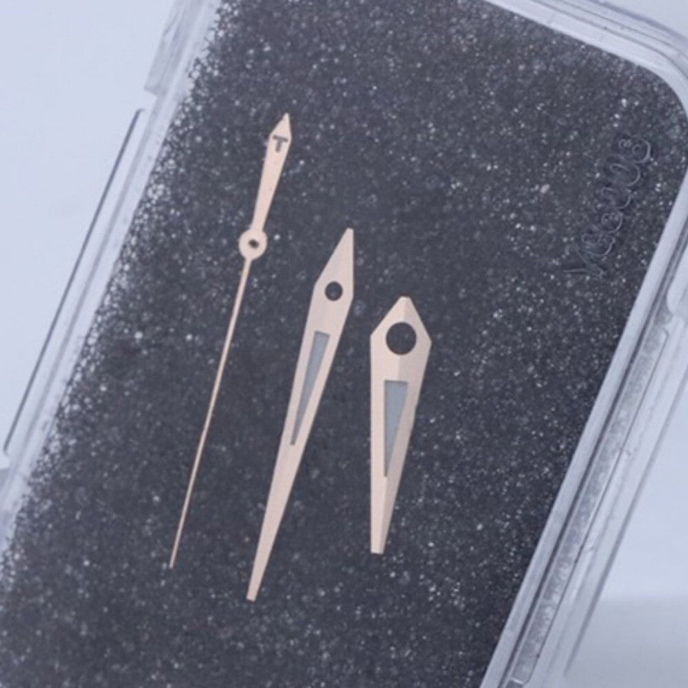 Aiguilles de montre luminescentes vertes avec garniture or rose/argent pour ETA2834, compatibles avec la montre T035