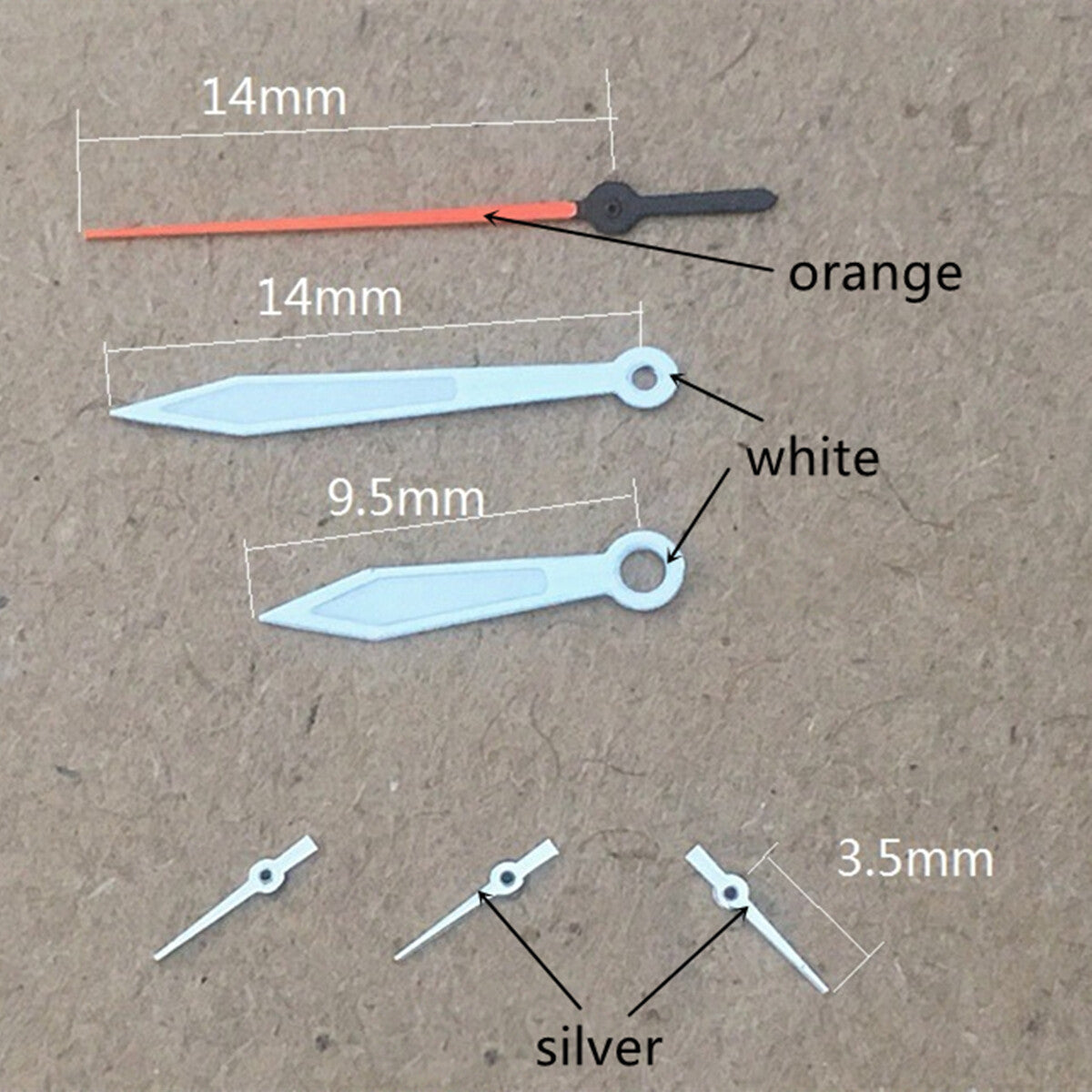 14mm orange second hand with white trim for Miyota OS10 OS20 OS60 OS80 watch movements.