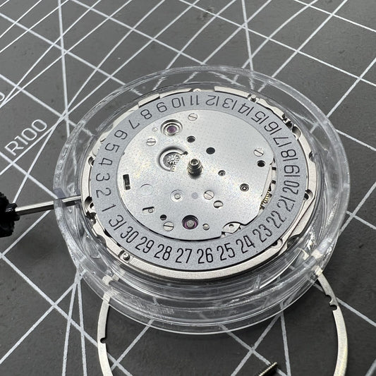 Miyota 9019 automatic movement watch with date at 6, precision Japanese craftsmanship.