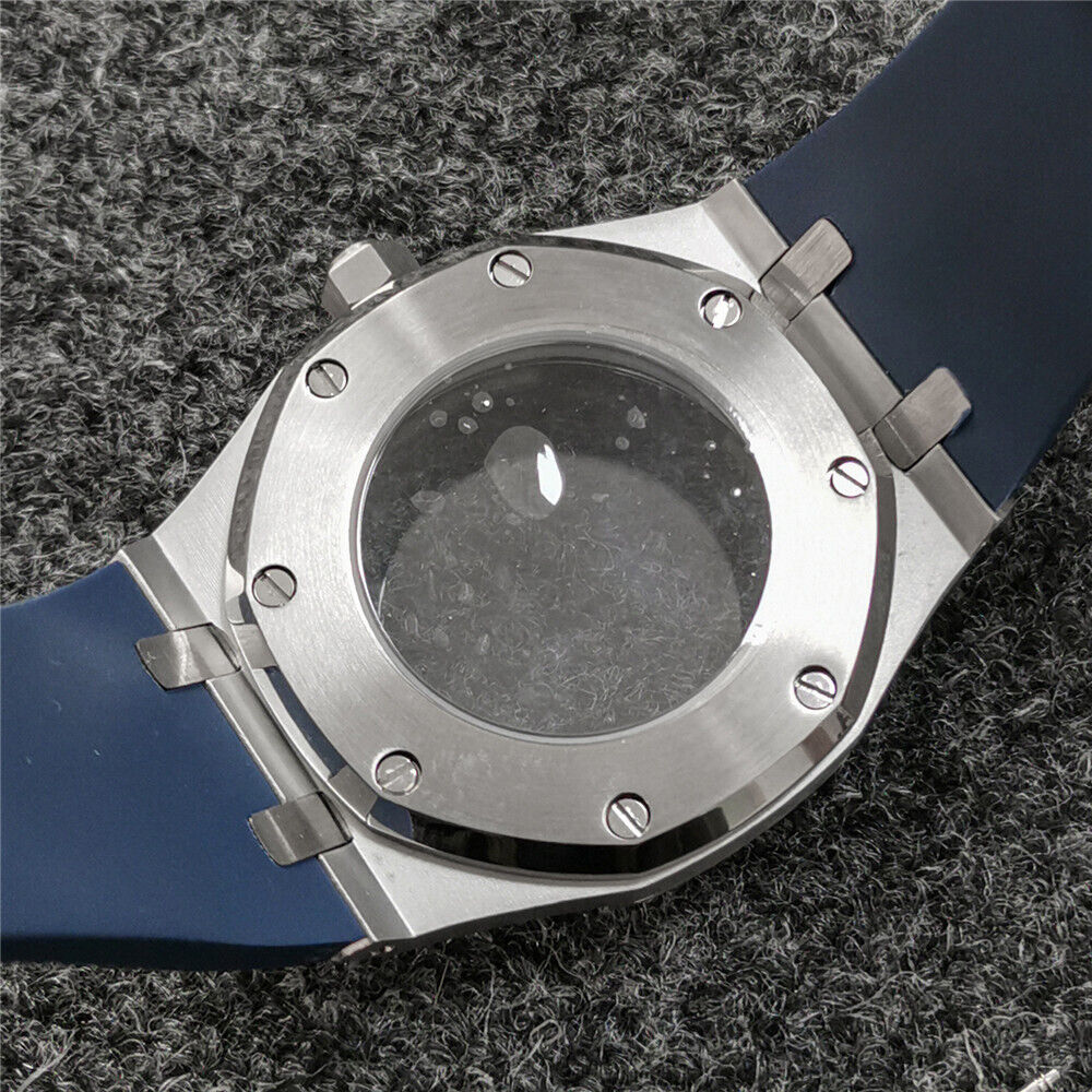 Boîtier de montre en verre saphir 41 mm + bracelet pour montre NH35/NH36 avec bracelet en caoutchouc