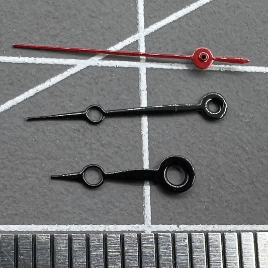 15mm Black and Red painted watch hands set with no lume for Miyota 2035 2115 2105 2305 movements